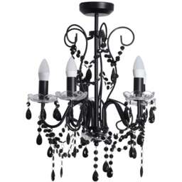 ValueLights Viscount 5 Way Black Jewel Chandelier LED Pendant Light - Size: 57 x 45 x 45cm - Wilko