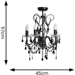 ValueLights Viscount 5 Way Black Jewel Chandelier LED Pendant Light - Size: 57 x 45 x 45cm - Wilko - thumbnail 6