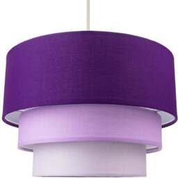 Happy Homewares 3 Tier Purple and Lilac Cotton Round Pendant Shade - Size: 20 x 30 x 30cm - Wilko