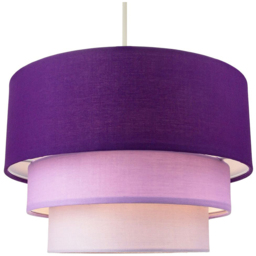 Happy Homewares 3 Tier Purple and Lilac Cotton Round Pendant Shade - Size: 20 x 30 x 30cm - Wilko - thumbnail 3