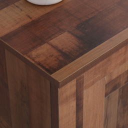 FurnitureHMD Single Door 3 Drawer Industrial Style Wooden Sideboard - Size: 81 x 79 x 35cm - Brown - Wilko - thumbnail 6