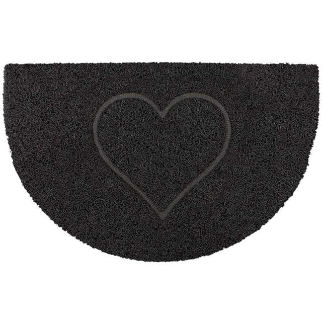Oseasons Black Heart Half Moon Doormat 70 x 44cm - Wilko - image 1