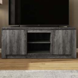 GFW Canyon 2 Door 2 Open Shelf Charcoal Grey Wide TV Unit - Size: 60 x 147 x 45cm - Wilko - thumbnail 1