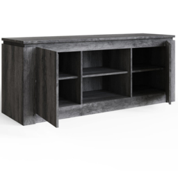 GFW Canyon 2 Door 2 Open Shelf Charcoal Grey Wide TV Unit - Size: 60 x 147 x 45cm - Wilko - thumbnail 5