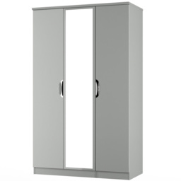 Crowndale Camden 3 Door Grey Gloss and Dusk Grey Mirrored Wardrobe Ready Assembled - Grey Gloss & Dusk Grey - Wilko - thumbnail 5