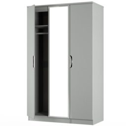Crowndale Camden 3 Door Grey Gloss and Dusk Grey Mirrored Wardrobe Ready Assembled - Grey Gloss & Dusk Grey - Wilko - thumbnail 7