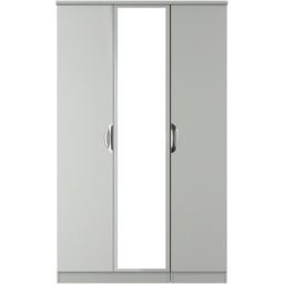 Crowndale Camden 3 Door Grey Gloss and Dusk Grey Mirrored Wardrobe Ready Assembled - Grey Gloss & Dusk Grey - Wilko - thumbnail 3