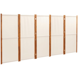 vidaXL Cream White 5 Panel Room Divider 350 x 180cm - Size: 5 Panels - Wilko - thumbnail 3