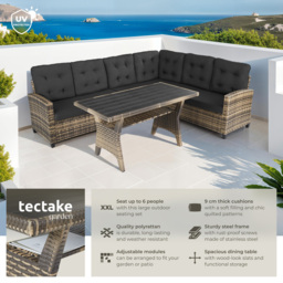 tectake Catania 6 Seater Nature Outdoor Corner Sofa Set - Brown - Wilko - thumbnail 7