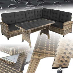 tectake Catania 6 Seater Nature Outdoor Corner Sofa Set - Brown - Wilko - thumbnail 3