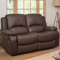 Glendale 2 Seater Brown Bonded Leather Manual Recliner Sofa - Artemis Home - Wilko