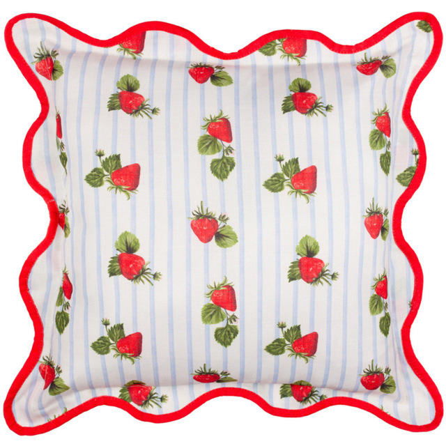 Furn Fruits Blue Strawberries Stripe Cushion 45 x 45cm - Wilko - image 1