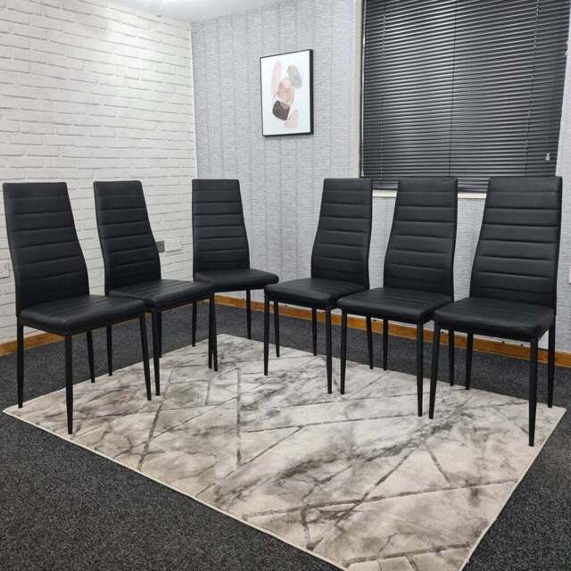 Kosy Koala Set of 6 Black Faux Leather Dining Chair - Size: 96 x 40 x 40 cm - Wilko - image 1