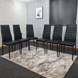 Kosy Koala Set of 6 Black Faux Leather Dining Chair - Size: 96 x 40 x 40 cm - Wilko - thumbnail 1