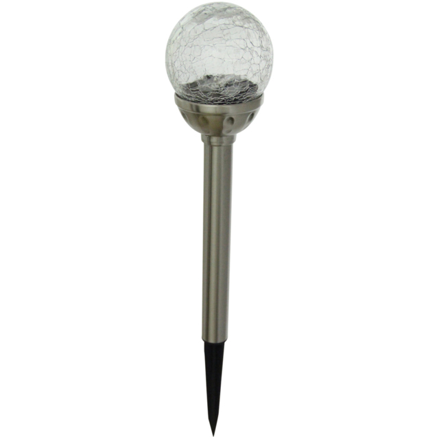 Luxform Pilar LED Solar Garden Spike Light - Size: 8 x 8 x 38cm - Silver - Wilko - image 1