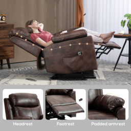 HOMCOM Brown Power Lift Electric Recliner Chair with Remote Control - Size: Single - Wilko - thumbnail 7