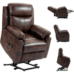 HOMCOM Brown Power Lift Electric Recliner Chair with Remote Control - Size: Single - Wilko - thumbnail 3
