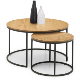 Julian Bowen Bellini Oak Round Nest of Tables Set of 2 - Size: 80 x 80 x 50cm - Wood - Wilko - thumbnail 4