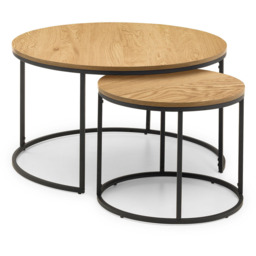 Julian Bowen Bellini Oak Round Nest of Tables Set of 2 - Size: 80 x 80 x 50cm - Wood - Wilko - thumbnail 3