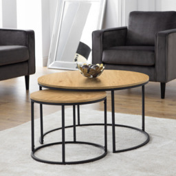 Julian Bowen Bellini Oak Round Nest of Tables Set of 2 - Size: 80 x 80 x 50cm - Wood - Wilko - thumbnail 6