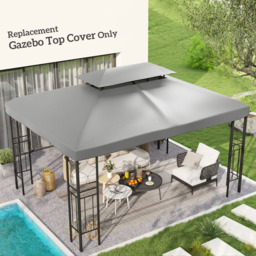 Outsunny 3 x 4m 2-Tier Light Grey Gazebo Canopy Replacement Cover - Wilko - thumbnail 3