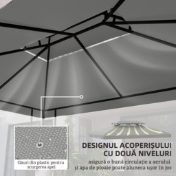 Outsunny 3 x 4m 2-Tier Light Grey Gazebo Canopy Replacement Cover - Wilko - thumbnail 5