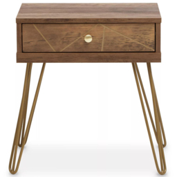 Interiors by Premier Flori Single Drawer Veneer Side Table - Size: 45 x 29 x 50cm - Brown - Wilko - thumbnail 4