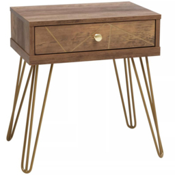 Interiors by Premier Flori Single Drawer Veneer Side Table - Size: 45 x 29 x 50cm - Brown - Wilko - thumbnail 3