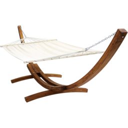 Charles Bentley Cream Canvas Extra Large Hammock with Wooden Arc Stand - Size: 1 Seater - Wilko - thumbnail 3