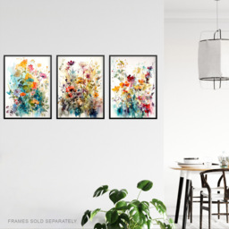 Artery8 Floral Artworks Spring Wildflower Watercolour Wall Art Print 30 x 41cm 3 Pack - Size: 40.5 x 30.5 x 0.3cm - Multi - Wilko - thumbnail 4