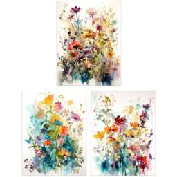 Artery8 Floral Artworks Spring Wildflower Watercolour Wall Art Print 30 x 41cm 3 Pack - Size: 40.5 x 30.5 x 0.3cm - Multi - Wilko - thumbnail 1