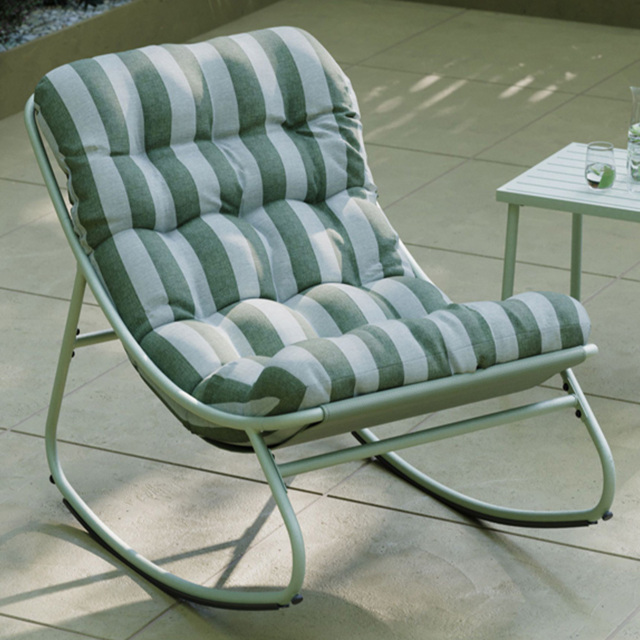 Charles Bentley Porto Green Stripe Olefin Fabric Garden Rocking Chair - Size: 1 Seater - Wilko - image 1