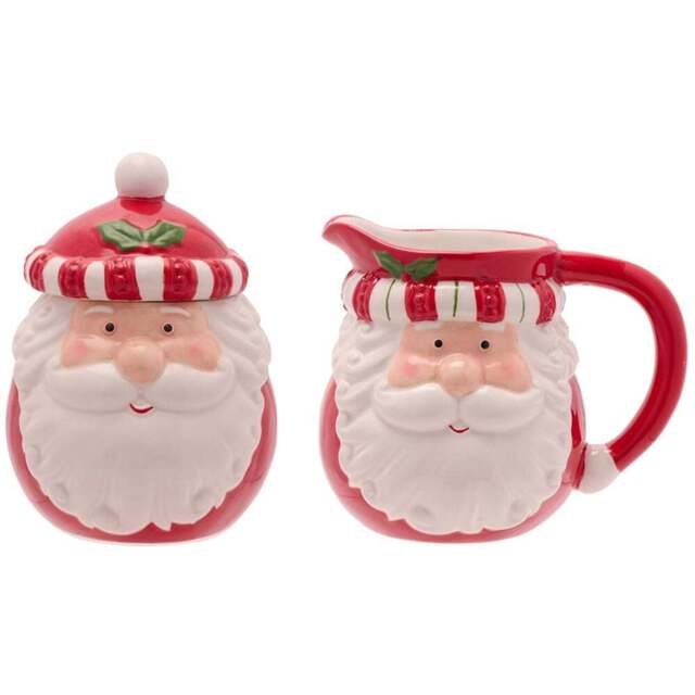 The Seasonal Gift Co. Santa Sugar Bowl and Milk Jug Set - Size: 10.5 x 12.5 x 9cm - Red - Wilko - image 1
