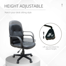 Portland Black PU Leather Swivel Executive Office Chair - Size: 59 x 60 x 104cm - Wilko - thumbnail 6