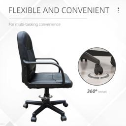 Portland Black PU Leather Swivel Executive Office Chair - Size: 59 x 60 x 104cm - Wilko - thumbnail 7