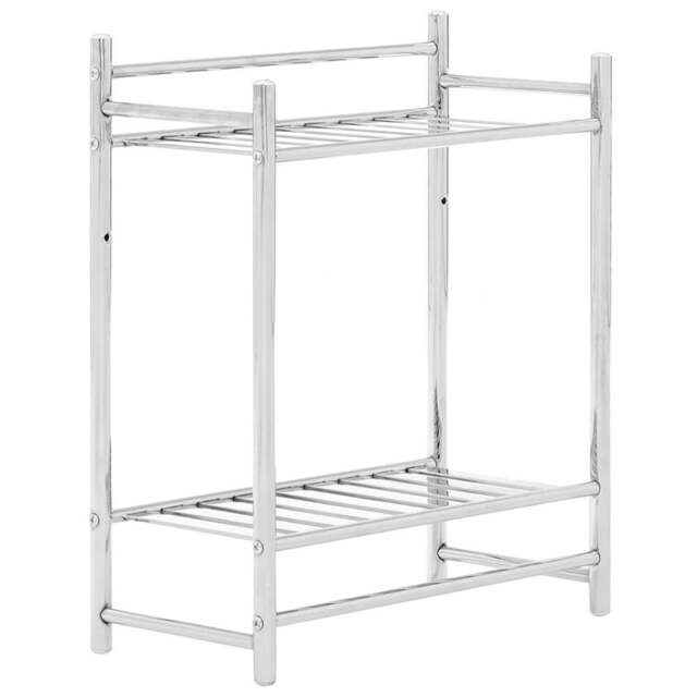 Premier Housewares 2 Tier Wall Mount Towel Shelves - Size: 50 x 21 x 52cm - Silver - Wilko - image 1
