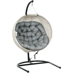 Outsunny Hanging Egg Chair with Folding Basket - Size: 178 x 106 x 114cm - Grey - Wilko - thumbnail 3