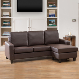 Modena 3 Seater Brown Bonded Leather Reversible Corner Sofa - Artemis Home - Wilko - thumbnail 5