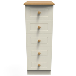 Crowndale Warwick 5 Drawer Cream Ash and Oak Bedside Cabinet - Wilko - thumbnail 3