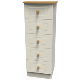 Crowndale Warwick 5 Drawer Cream Ash and Oak Bedside Cabinet - Wilko - thumbnail 5