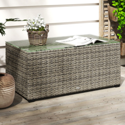 Outsunny Dark Grey Rattan Outdoor Coffee Table - Size: 38 x 50 x 90cm - Wilko - thumbnail 1