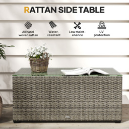 Outsunny Dark Grey Rattan Outdoor Coffee Table - Size: 38 x 50 x 90cm - Wilko - thumbnail 6