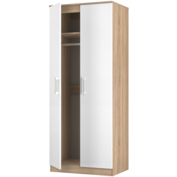 Crowndale Devon 2 Door Matt White and Bardolino Oak Wardrobe Ready Assembled - White Matt & Bardolino Oak - Wilko - thumbnail 7