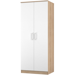 Crowndale Devon 2 Door Matt White and Bardolino Oak Wardrobe Ready Assembled - White Matt & Bardolino Oak - Wilko - thumbnail 5