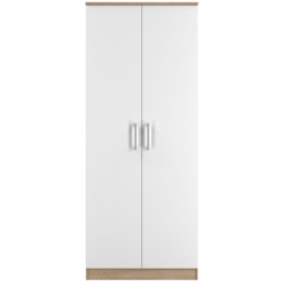 Crowndale Devon 2 Door Matt White and Bardolino Oak Wardrobe Ready Assembled - White Matt & Bardolino Oak - Wilko - thumbnail 3