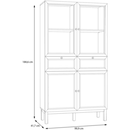 Florence Wensley 4 Door 2 Drawer Light Grey and Oak Glass Display Cabinet - Size: 184.6 x 99.9 x 41.7cm - Multi - Furniture To Go - Wilko - thumbnail 7