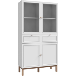 Florence Wensley 4 Door 2 Drawer Light Grey and Oak Glass Display Cabinet - Size: 184.6 x 99.9 x 41.7cm - Multi - Furniture To Go - Wilko - thumbnail 3