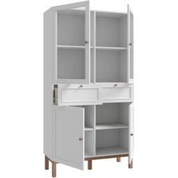 Florence Wensley 4 Door 2 Drawer Light Grey and Oak Glass Display Cabinet - Size: 184.6 x 99.9 x 41.7cm - Multi - Furniture To Go - Wilko - thumbnail 5