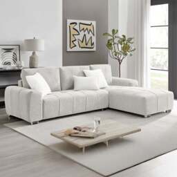 DS Living The Capri 3 Seater Beige Woven Fabric Right Hand Chaise Corner Sofa - Wilko - thumbnail 1