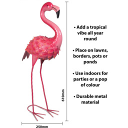 St Helens Pink Metal Flamingo Garden Ornament - Wilko - thumbnail 5
